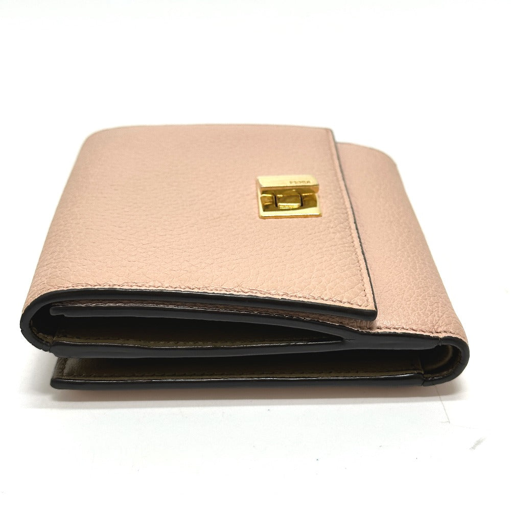 FENDI 8M0438 Peekaboo Bifold Wallet, Leather, Women's, Pink