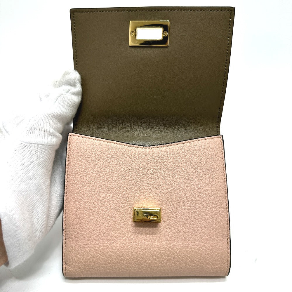 FENDI 8M0438 Peekaboo Bifold Wallet, Leather, Women's, Pink