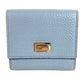 FENDI 8M0438 Peekaboo Logo Compact Wallet Bifold Leather Unisex Blue