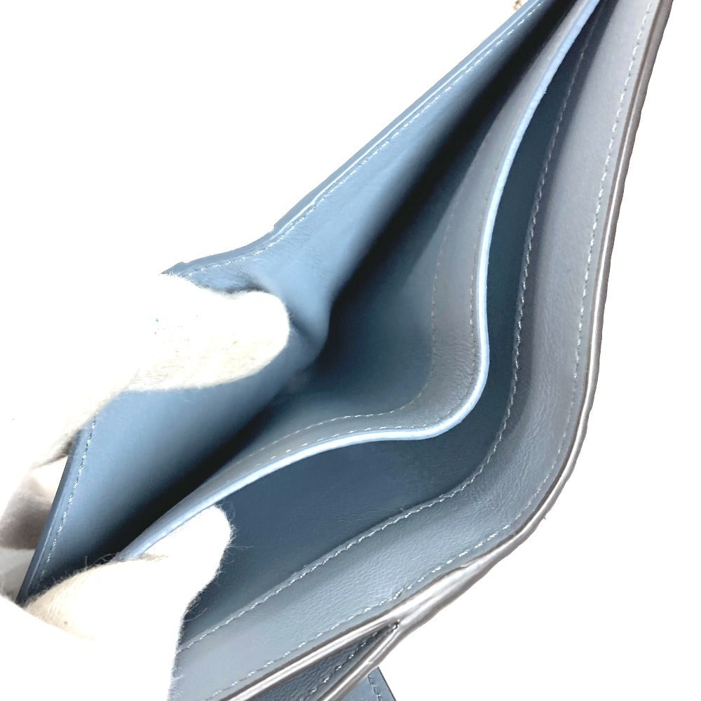 FENDI 8M0438 Peekaboo Logo Compact Wallet Bifold Leather Unisex Blue