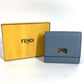 FENDI 8M0438 Peekaboo Logo Compact Wallet Bifold Leather Unisex Blue