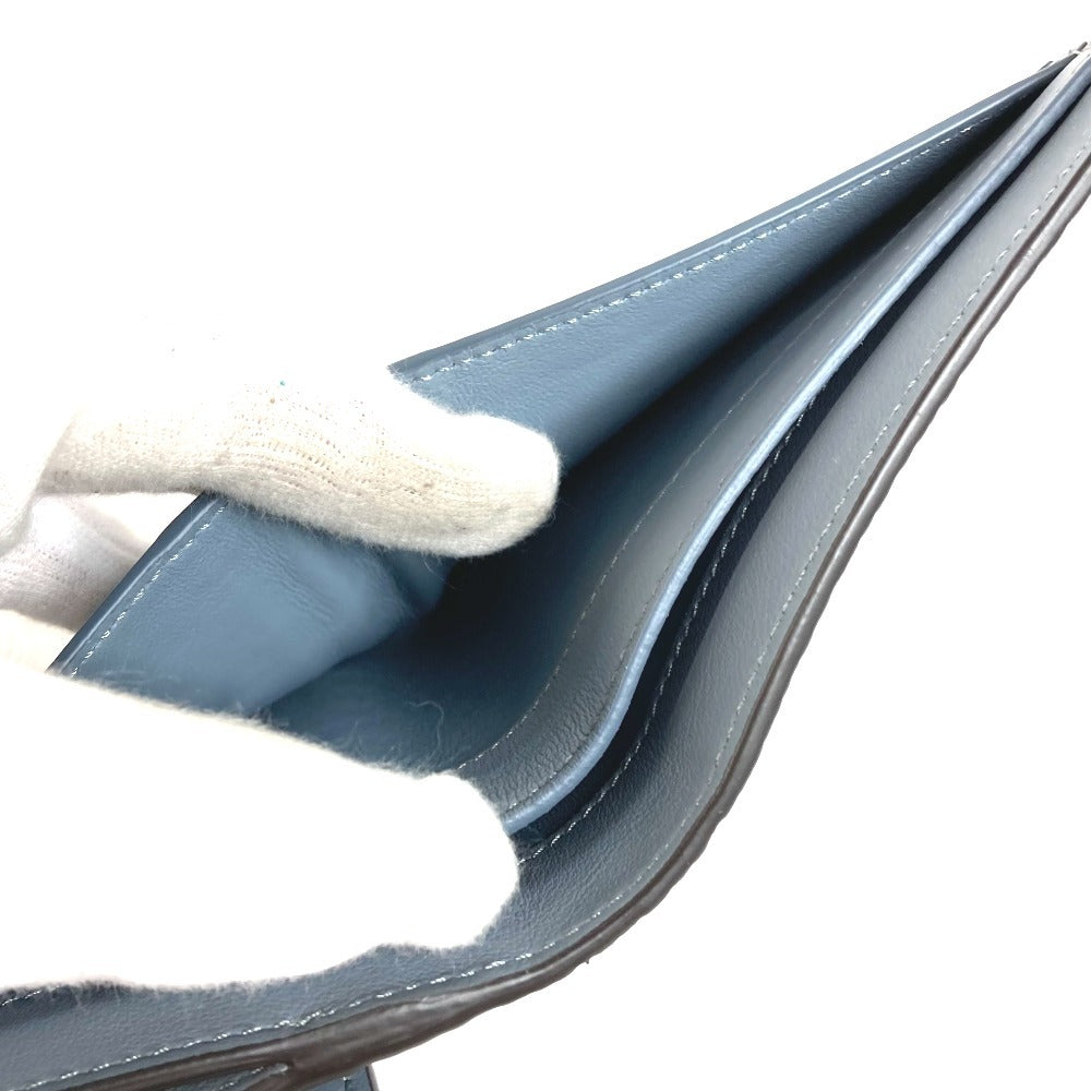 FENDI 8M0438 Peekaboo Logo Compact Wallet Bifold Leather Unisex Blue