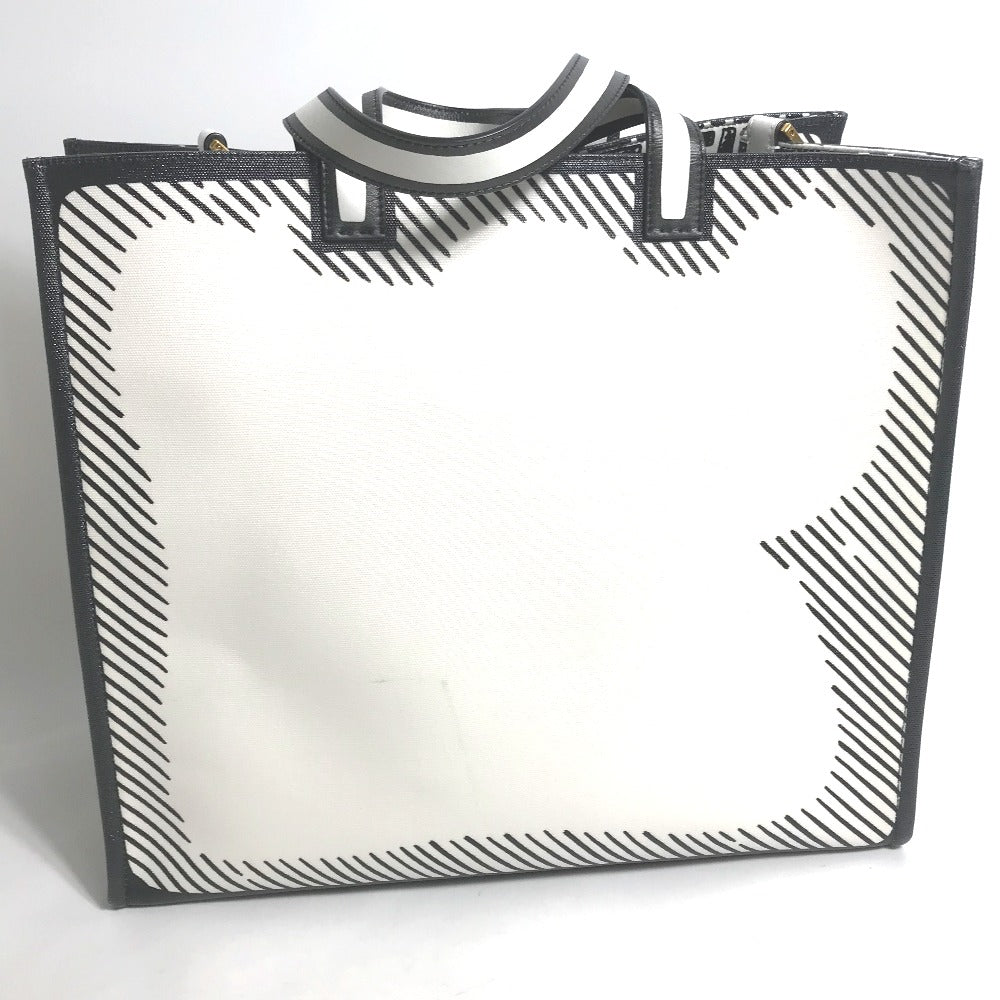 FENDI 8BH357 ジョシュア・ヴィーダス Joshua Videsコラボ ショッパーバッグ ショルダーバッグ 肩掛け トートバッグ コーティングキャンバス メンズ ホワイト