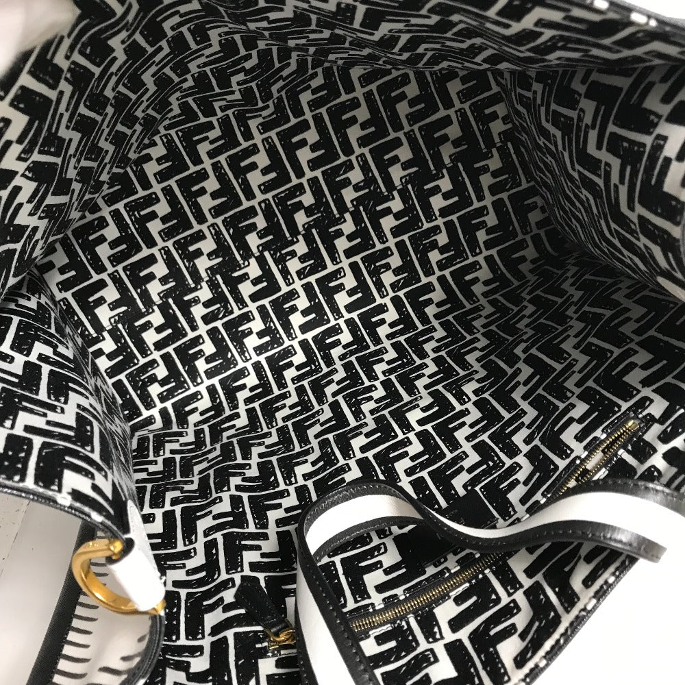 FENDI 8BH357 ジョシュア・ヴィーダス Joshua Videsコラボ ショッパーバッグ ショルダーバッグ 肩掛け トートバッグ コーティングキャンバス メンズ ホワイト
