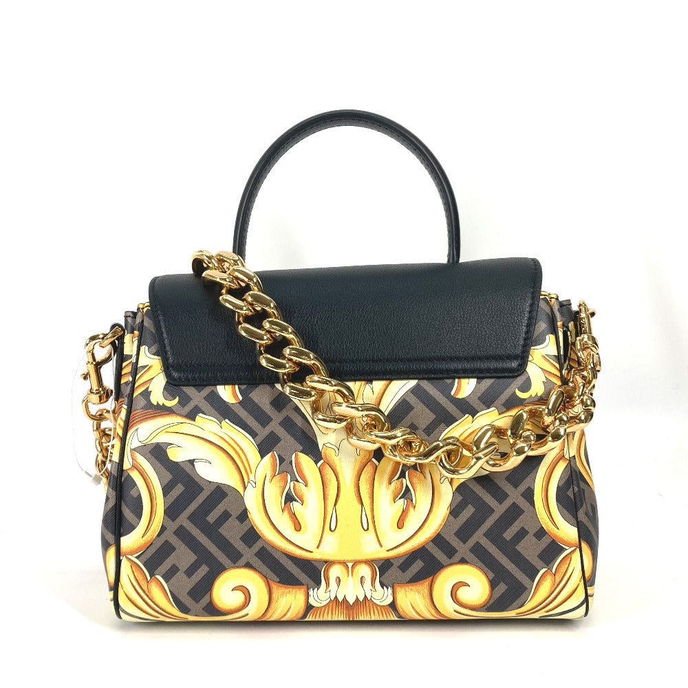 FENDI ヴェルサーチ コラボ VERSACE ラ メドゥーサ サッチェルバッグ ズッカ FENDACE フェンダーチェ 2WAY ショルダーバッグ 斜め掛け ハンドバッグ PVC/レザー レディース