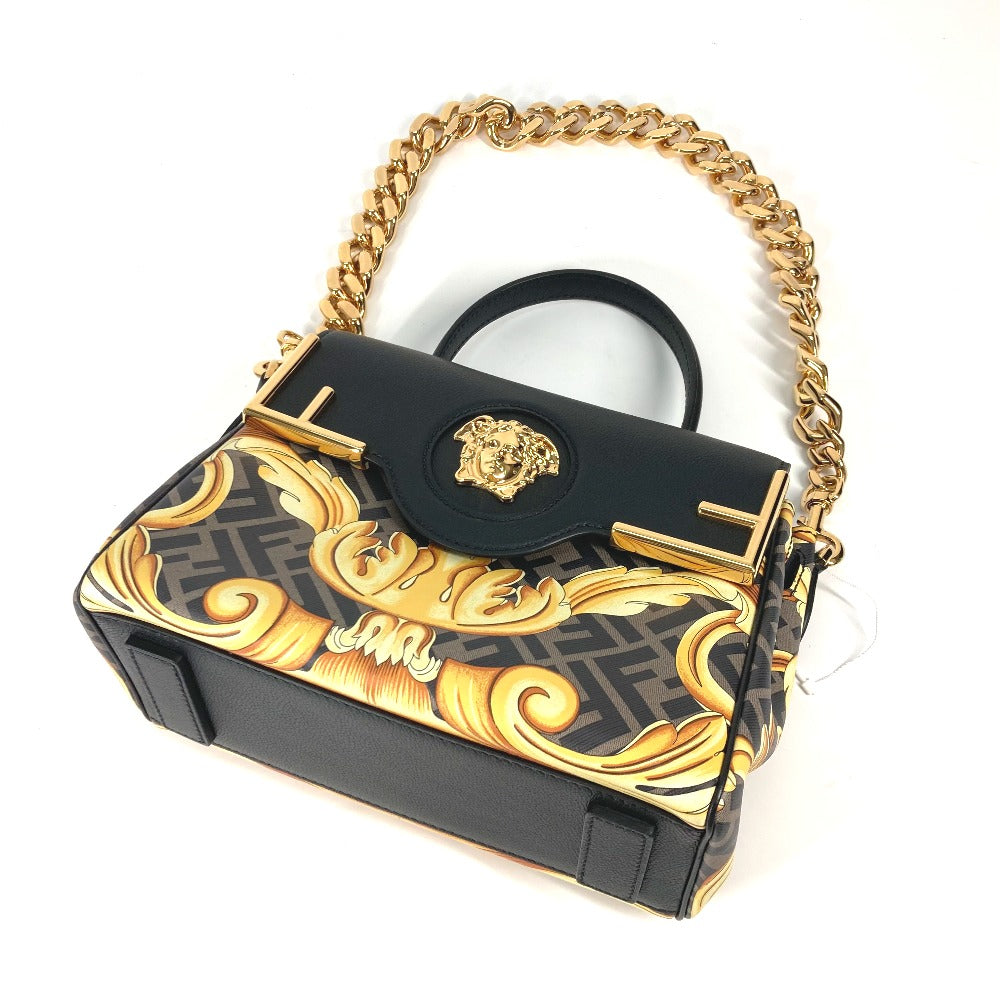 FENDI ヴェルサーチ コラボ VERSACE ラ メドゥーサ サッチェルバッグ ズッカ FENDACE フェンダーチェ 2WAY ショルダーバッグ 斜め掛け ハンドバッグ PVC/レザー レディース