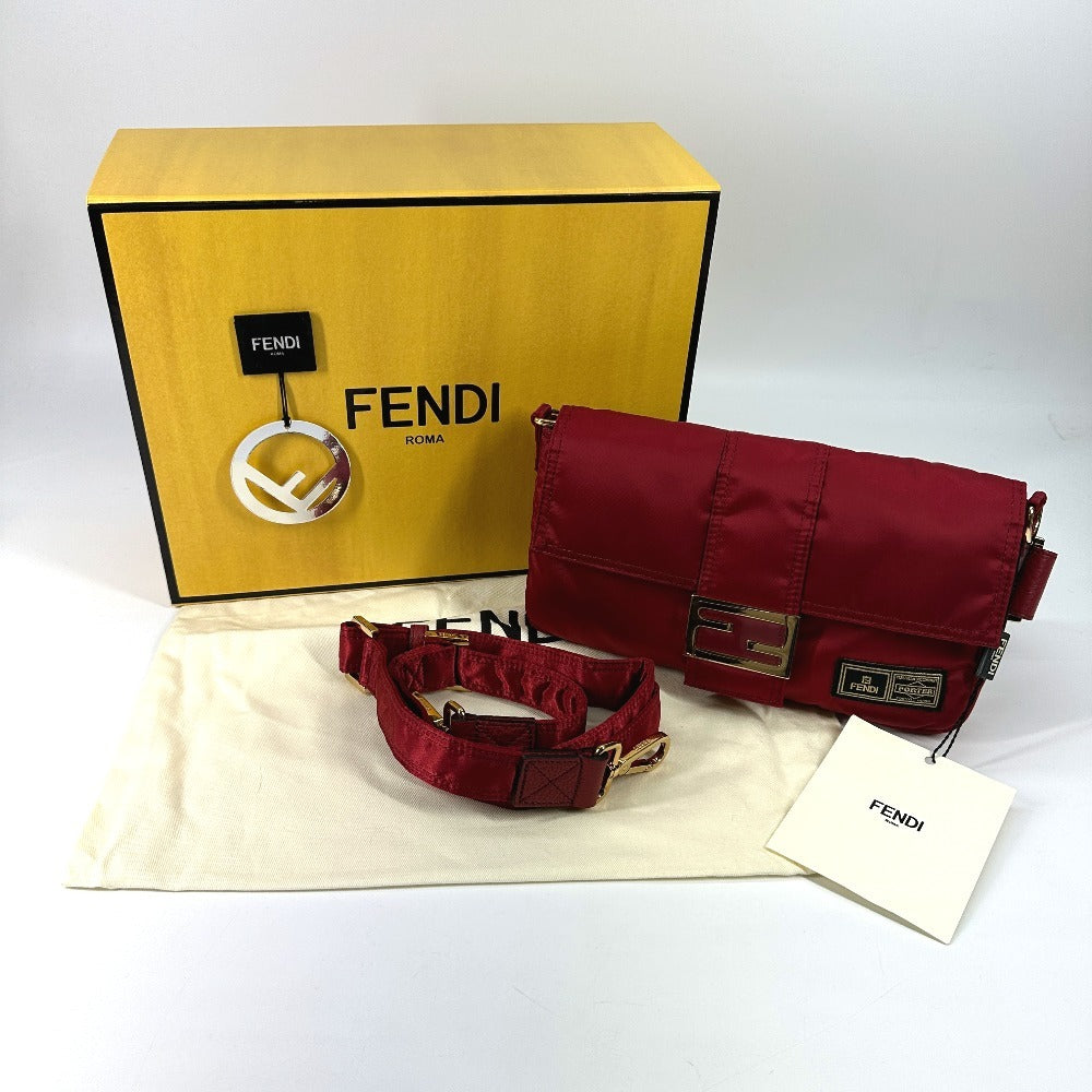 FENDI 7VA472 ポーター PORTER コラボ バケットバッグ 2WAYバッグ カバン 斜め掛け フラップ ポシェット ショルダーバッグ ナイロン レディース レッド - brandshop-reference