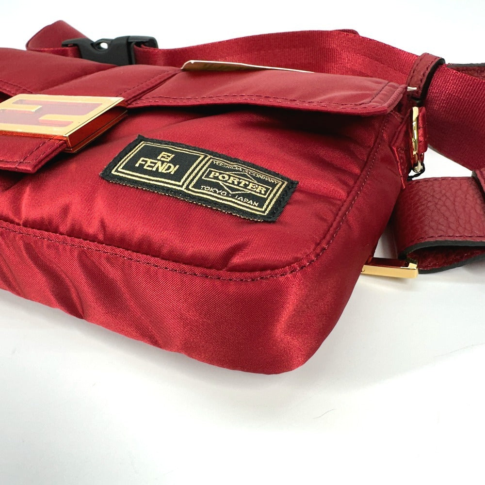 FENDI 7VA472 ポーター PORTER コラボ バケットバッグ 2WAYバッグ カバン 斜め掛け フラップ ポシェット ショルダーバッグ ナイロン レディース レッド - brandshop-reference