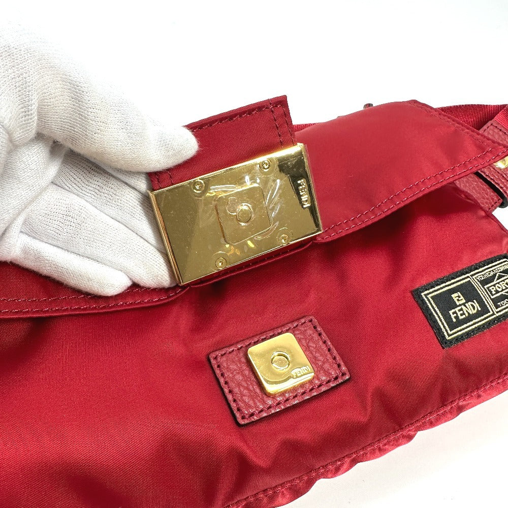 FENDI 7VA472 ポーター PORTER コラボ バケットバッグ 2WAYバッグ カバン 斜め掛け フラップ ポシェット ショルダーバッグ ナイロン レディース レッド - brandshop-reference