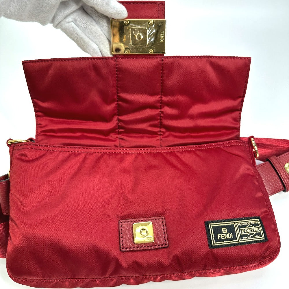 FENDI 7VA472 ポーター PORTER コラボ バケットバッグ 2WAYバッグ カバン 斜め掛け フラップ ポシェット ショルダーバッグ ナイロン レディース レッド - brandshop-reference
