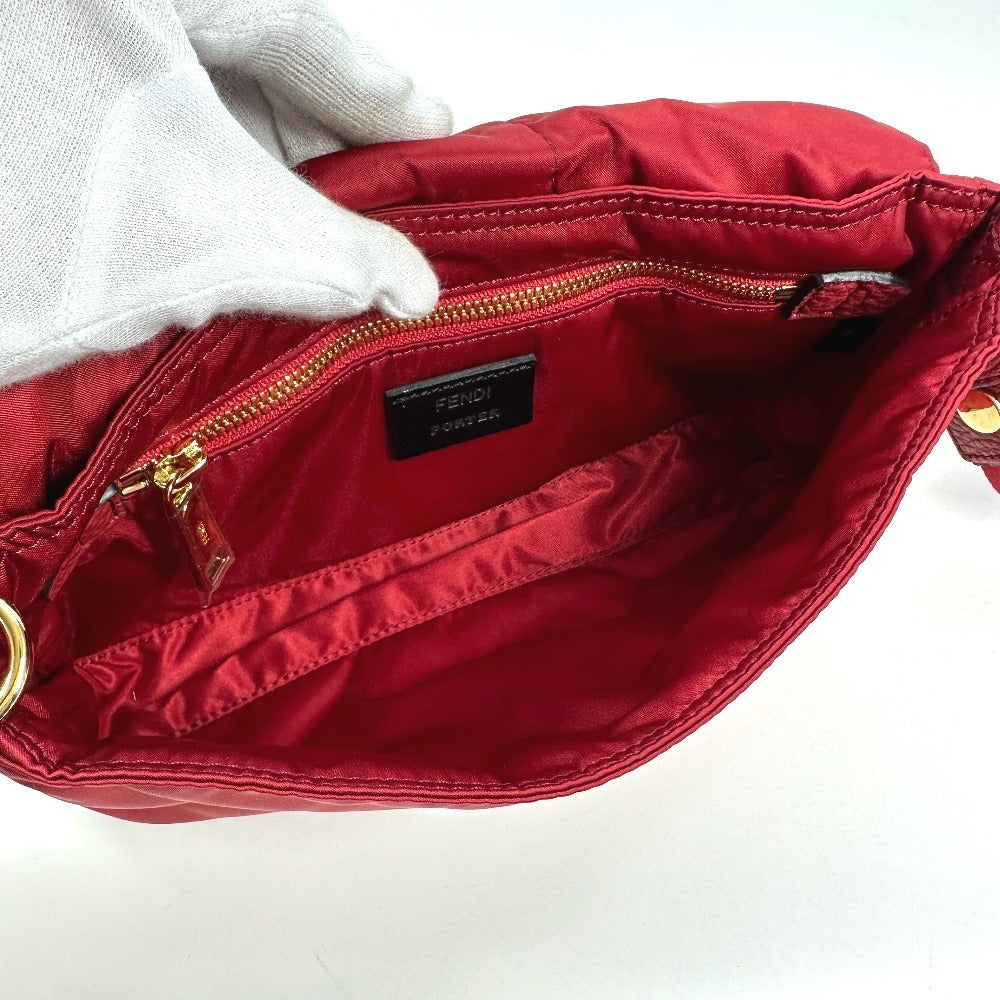 FENDI 7VA472 ポーター PORTER コラボ バケットバッグ 2WAYバッグ カバン 斜め掛け フラップ ポシェット ショルダーバッグ ナイロン レディース レッド - brandshop-reference