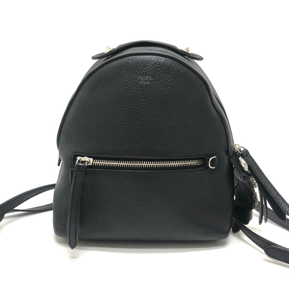 FENDI 8BZ036 Visible Bijou Backpack Rucksack Bag Rucksack Leather Women's Black