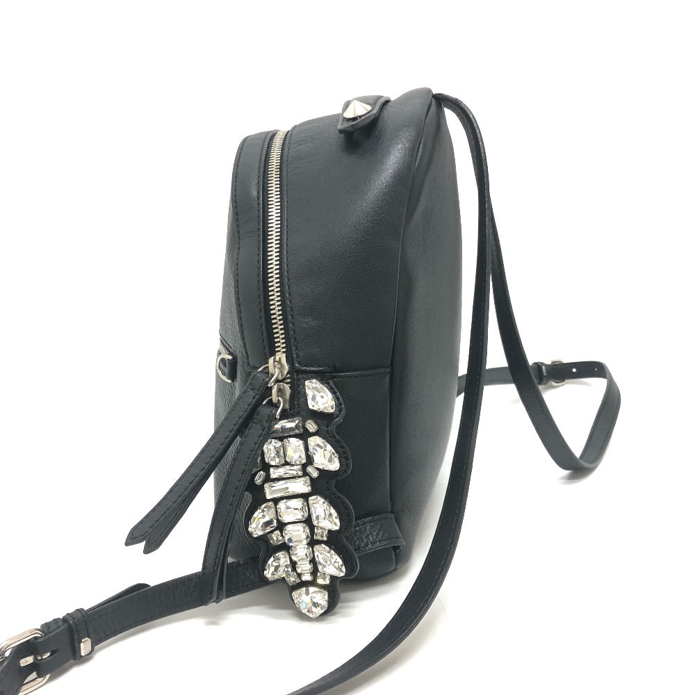 FENDI 8BZ036 Visible Bijou Backpack Rucksack Bag Rucksack Leather Women's Black