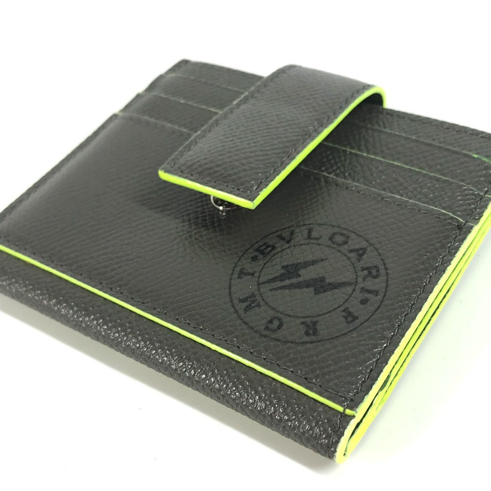 BVLGARI フラグメント fragment ロゴ マルチケース 名刺入れ パスケース カードケース レザー メンズ グレー - brandshop-reference