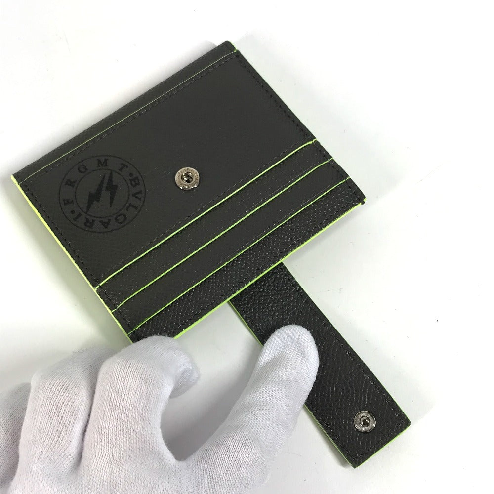 BVLGARI フラグメント fragment ロゴ マルチケース 名刺入れ パスケース カードケース レザー メンズ グレー - brandshop-reference