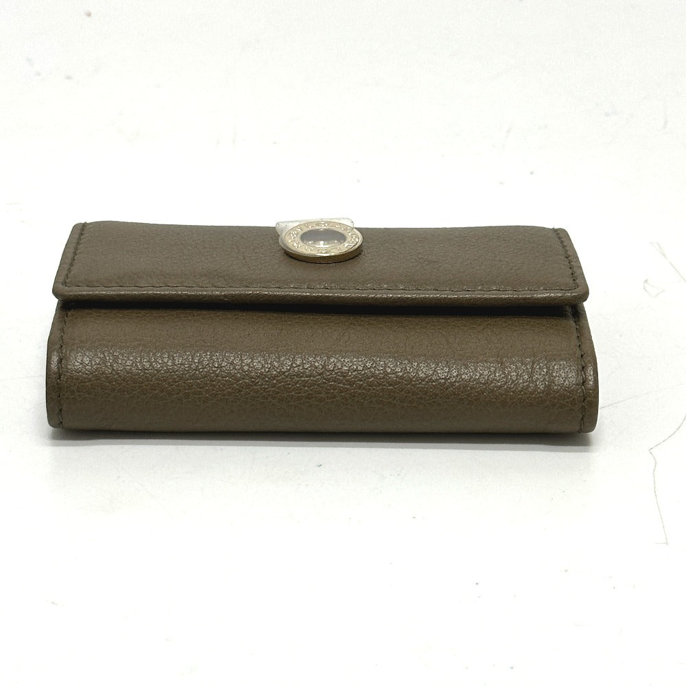 BVLGARI 6-ring double-ring key case, leather, men's, brown