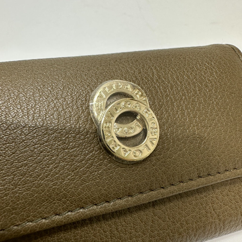 BVLGARI 6-ring double-ring key case, leather, men's, brown