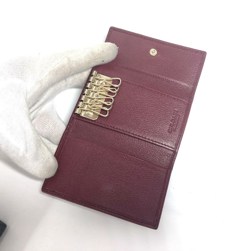BVLGARI ロゴ 6連 鍵 6P キーケース レザー ユニセックス レッド系 - brandshop-reference