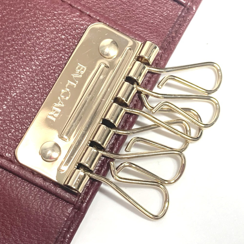 BVLGARI ロゴ 6連 鍵 6P キーケース レザー ユニセックス レッド系 - brandshop-reference
