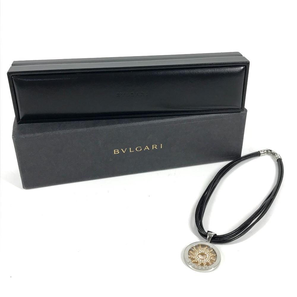 BVLGARI K18 金 18K トンドサン ダイヤモンド 5連チョーカー 5連 レザー 革 アクセサリー ジュエリー ネックレス Au750 ユニセックス シルバー