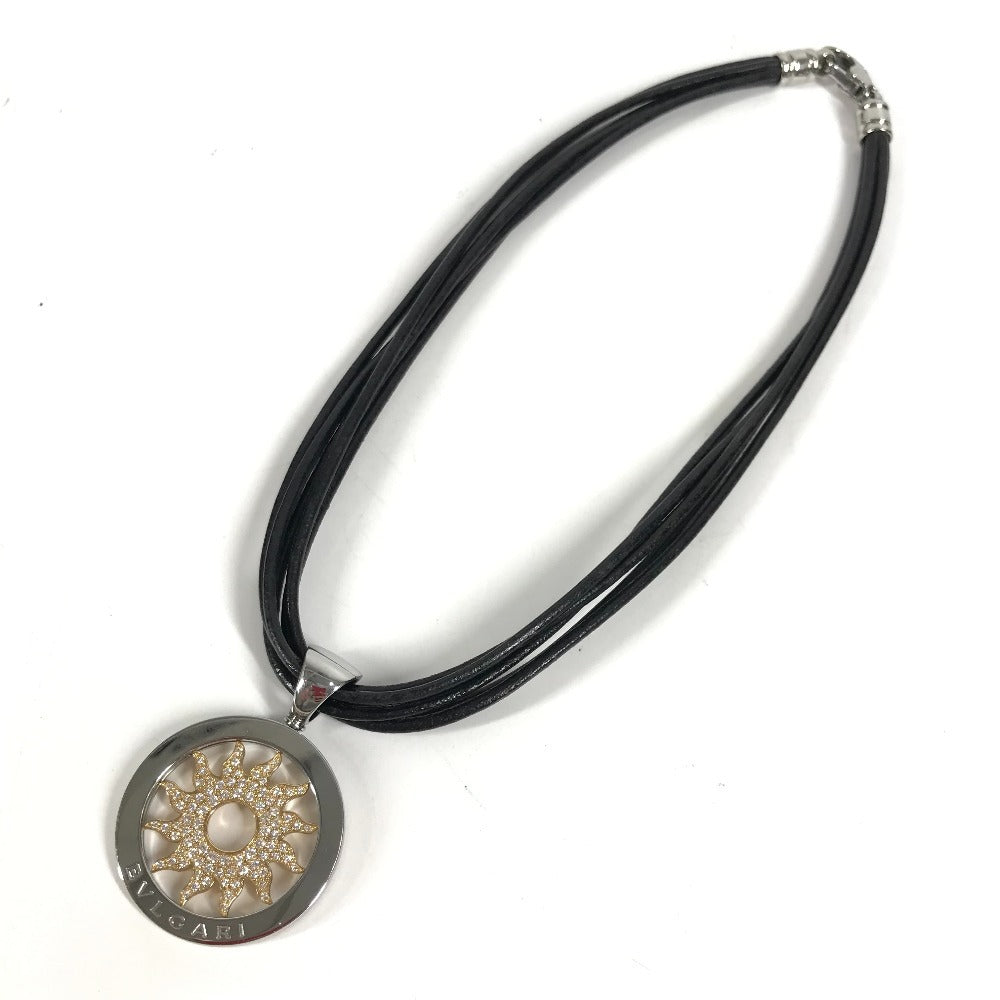 BVLGARI K18 金 18K トンドサン ダイヤモンド 5連チョーカー 5連 レザー 革 アクセサリー ジュエリー ネックレス Au750 ユニセックス シルバー