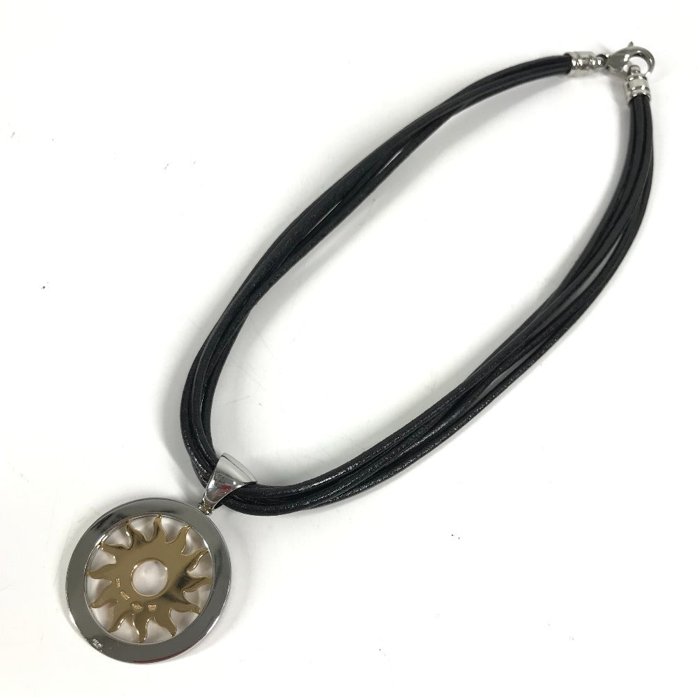 BVLGARI K18 金 18K トンドサン ダイヤモンド 5連チョーカー 5連 レザー 革 アクセサリー ジュエリー ネックレス Au750 ユニセックス シルバー