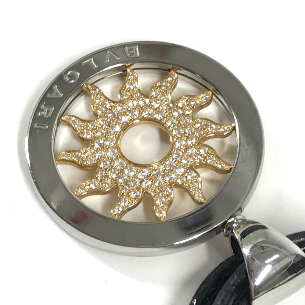 BVLGARI K18 金 18K トンドサン ダイヤモンド 5連チョーカー 5連 レザー 革 アクセサリー ジュエリー ネックレス Au750 ユニセックス シルバー
