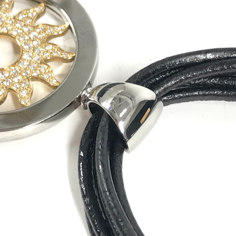 BVLGARI K18 金 18K トンドサン ダイヤモンド 5連チョーカー 5連 レザー 革 アクセサリー ジュエリー ネックレス Au750 ユニセックス シルバー