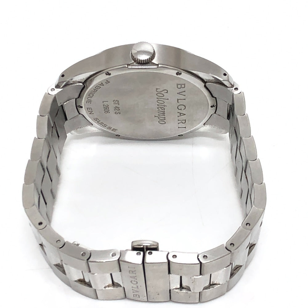 BVLGARI ST42S Solo Tempo Quartz Men's Watch Round Watch SS Men's Silver