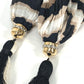 LOUIS VUITTON Tassel Shawl with Fringe and Rhinestones, Silk Stole, Women's, Brown