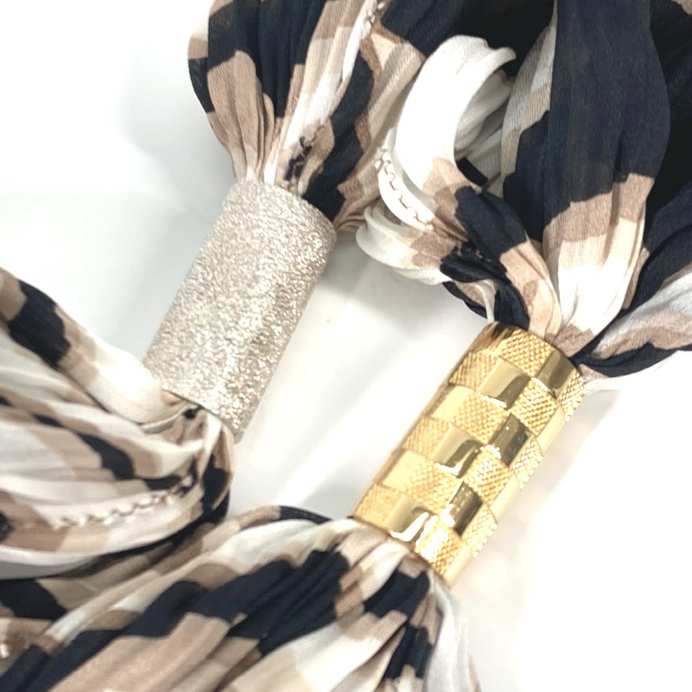 LOUIS VUITTON Tassel Shawl with Fringe and Rhinestones, Silk Stole, Women's, Brown