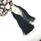 LOUIS VUITTON Tassel Shawl with Fringe and Rhinestones, Silk Stole, Women's, Brown