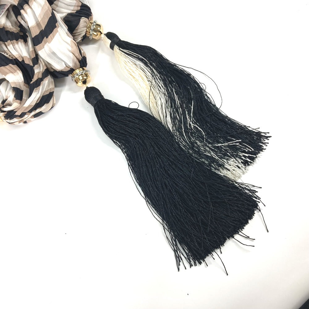 LOUIS VUITTON Tassel Shawl with Fringe and Rhinestones, Silk Stole, Women's, Brown