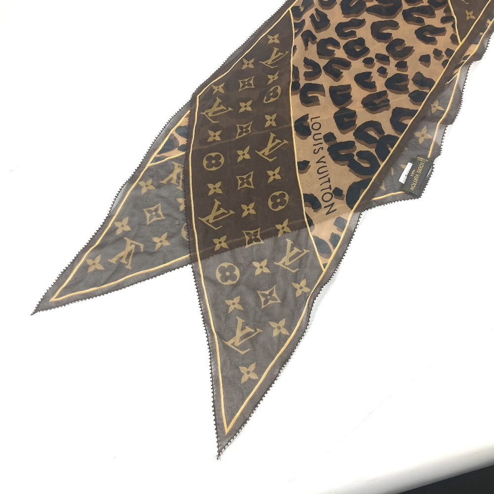 LOUIS VUITTON モノグラム レオパード 豹柄 ヒョウ ショール ストール シルク レディース