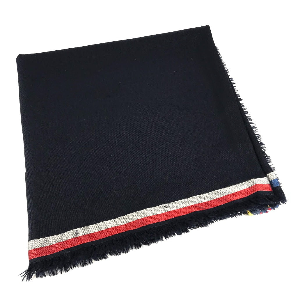 LOUIS VUITTON MP1702 LVロゴ 大判 フリンジ ショール マフラー ストール ウール レディース ネイビー - brandshop-reference