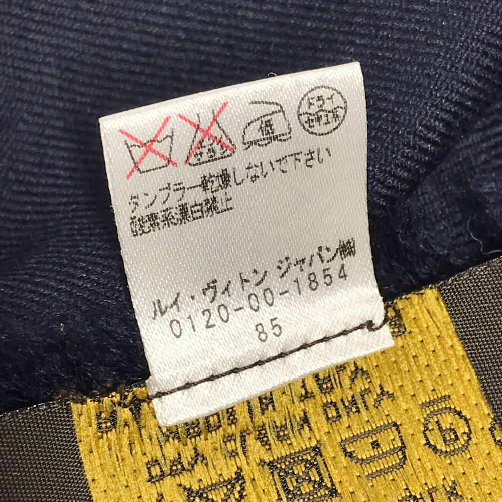 LOUIS VUITTON MP1702 LVロゴ 大判 フリンジ ショール マフラー ストール ウール レディース ネイビー - brandshop-reference