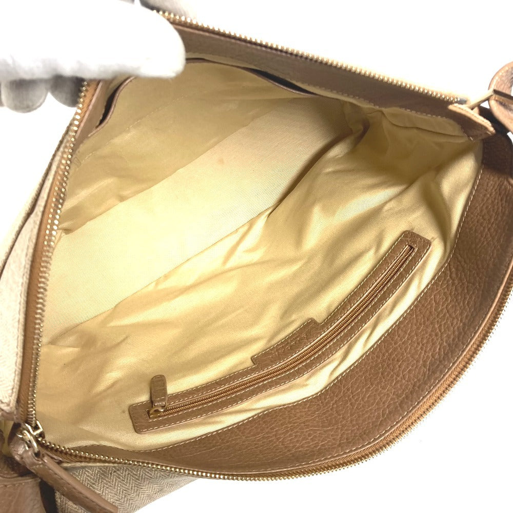 BVLGARI ロゴ 斜め掛け カバン フラップ ショルダーバッグ レザー/コーティングキャンバス ユニセックス ベージュ - brandshop-reference