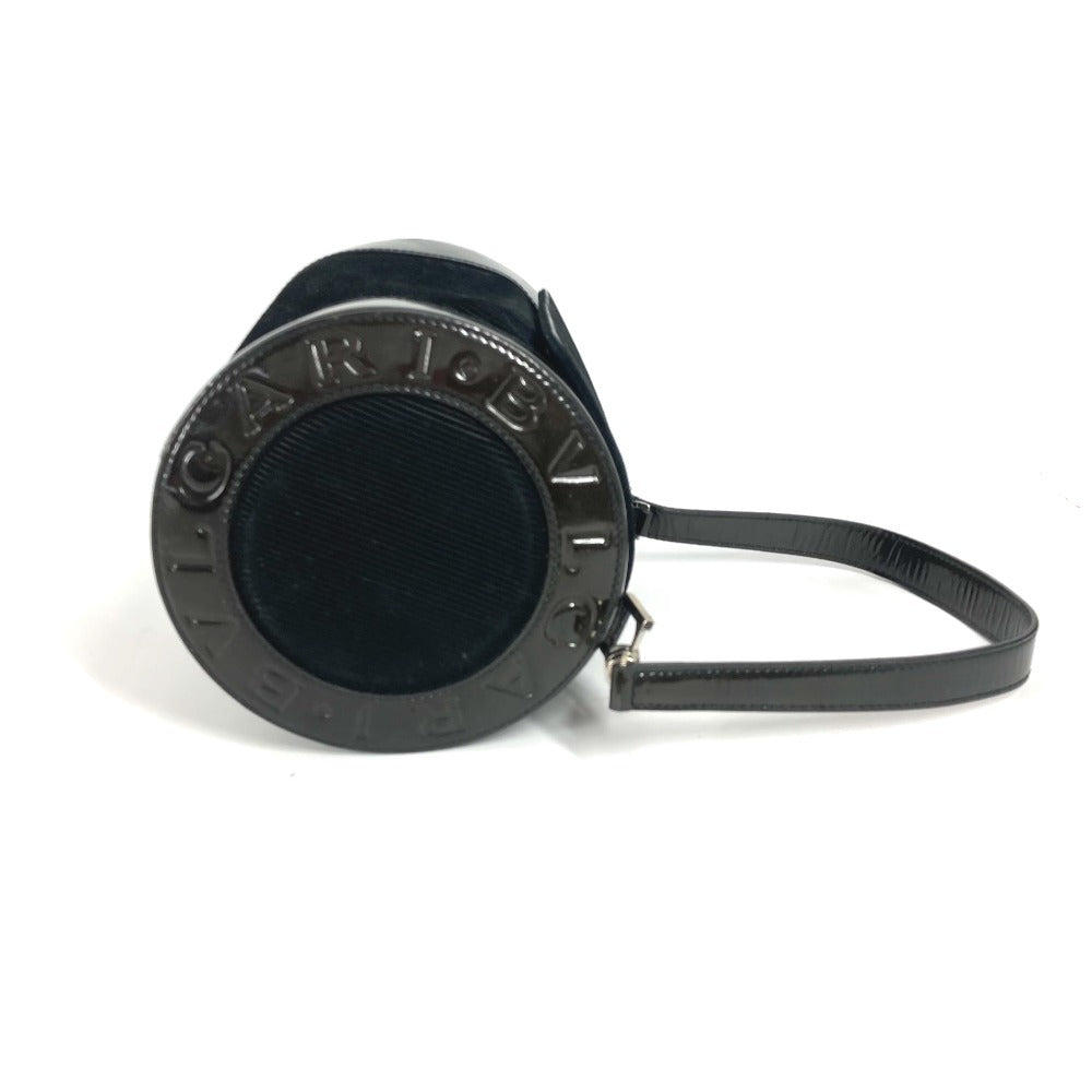 BVLGARI ビーゼロワン B-ZERO1 ロゴマニア ドラム 筒型 カバン 肩掛け ショルダーバッグ ハンドバッグ スエード レディース ブラック - brandshop-reference