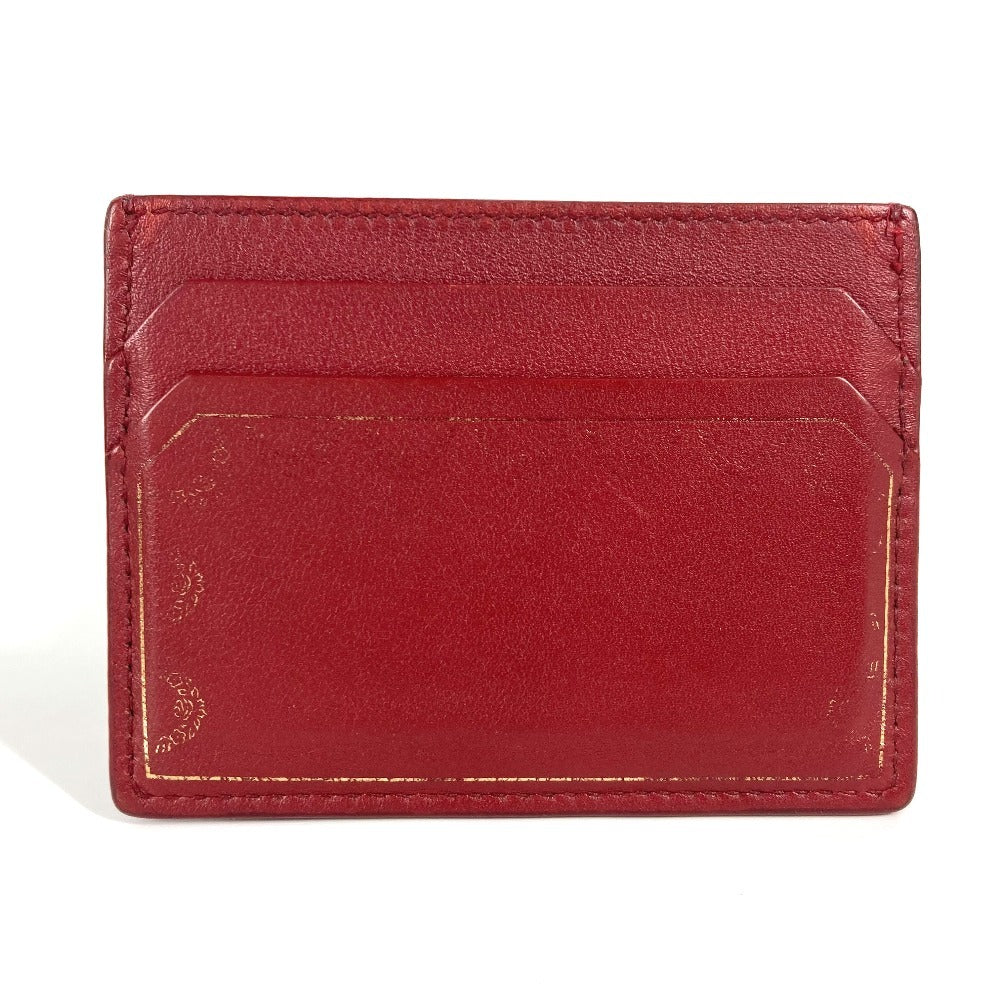 CARTIER Garland de Cartier Business Card Holder Pass Case Card Case Leather wine-red Used