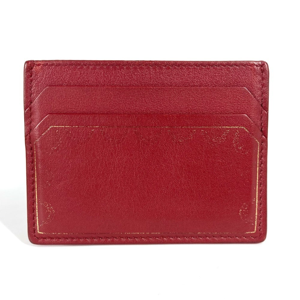 CARTIER Garland de Cartier Business Card Holder Pass Case Card Case Leather wine-red Used