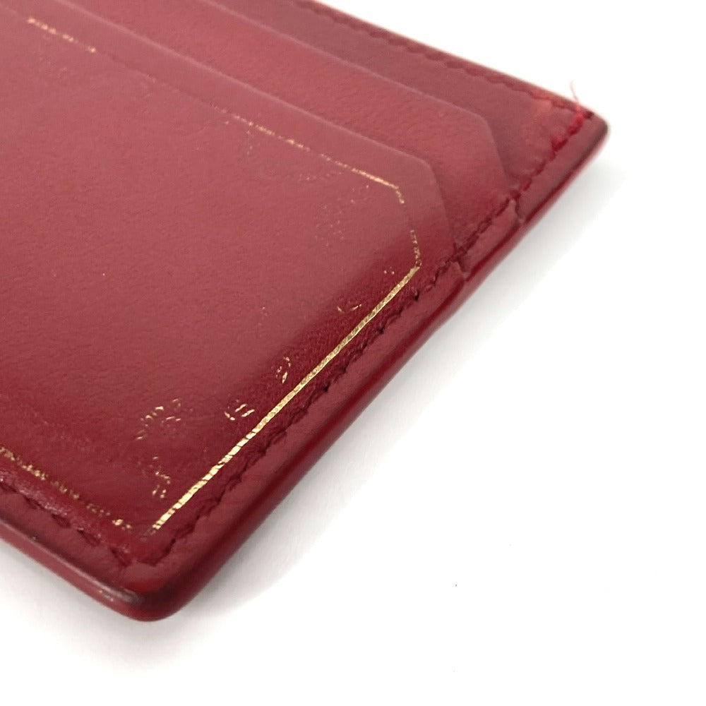 CARTIER Garland de Cartier Business Card Holder Pass Case Card Case Leather wine-red Used