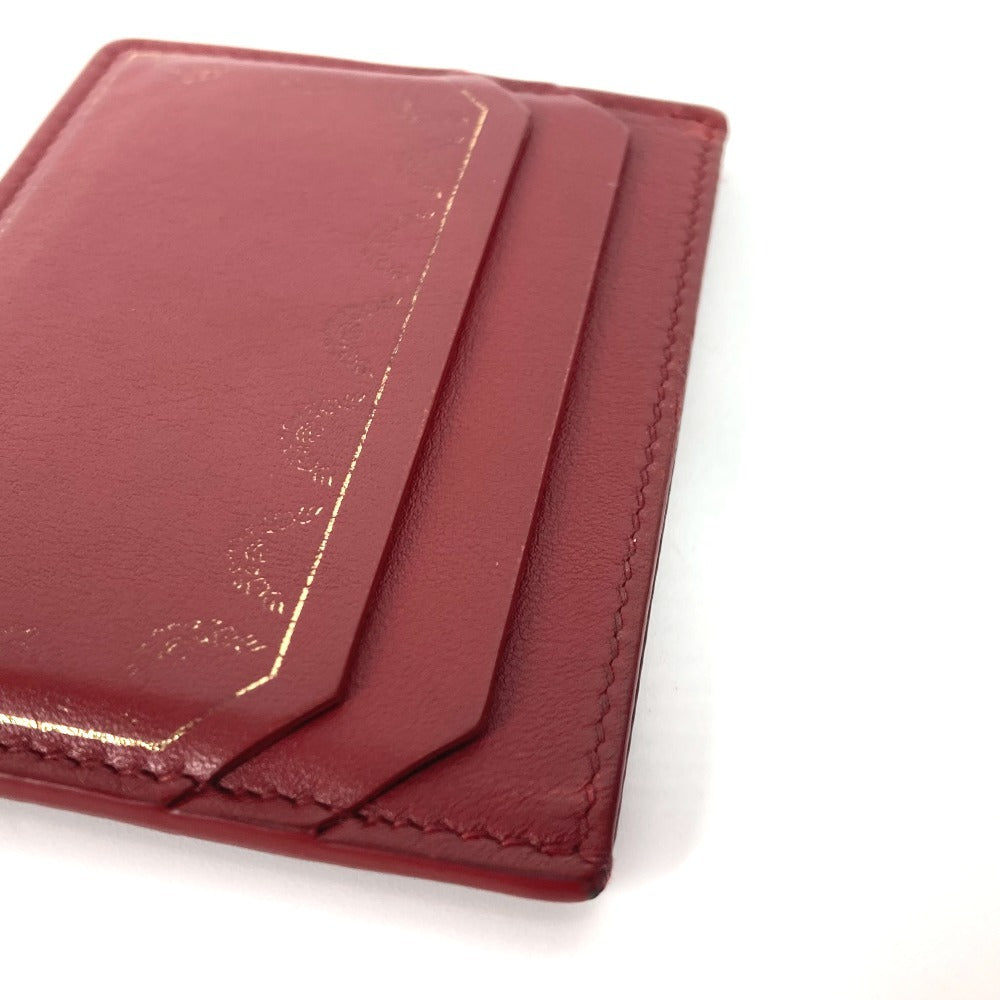 CARTIER Garland de Cartier Business Card Holder Pass Case Card Case Leather wine-red Used