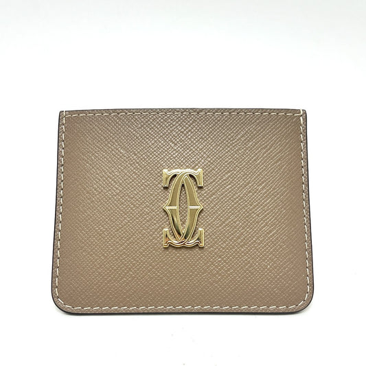 CARTIER L3002496 カード ホルダーC ドゥ カルティエ パスケース 定期入れ カードケース カーフレザー レディース ベージュ
