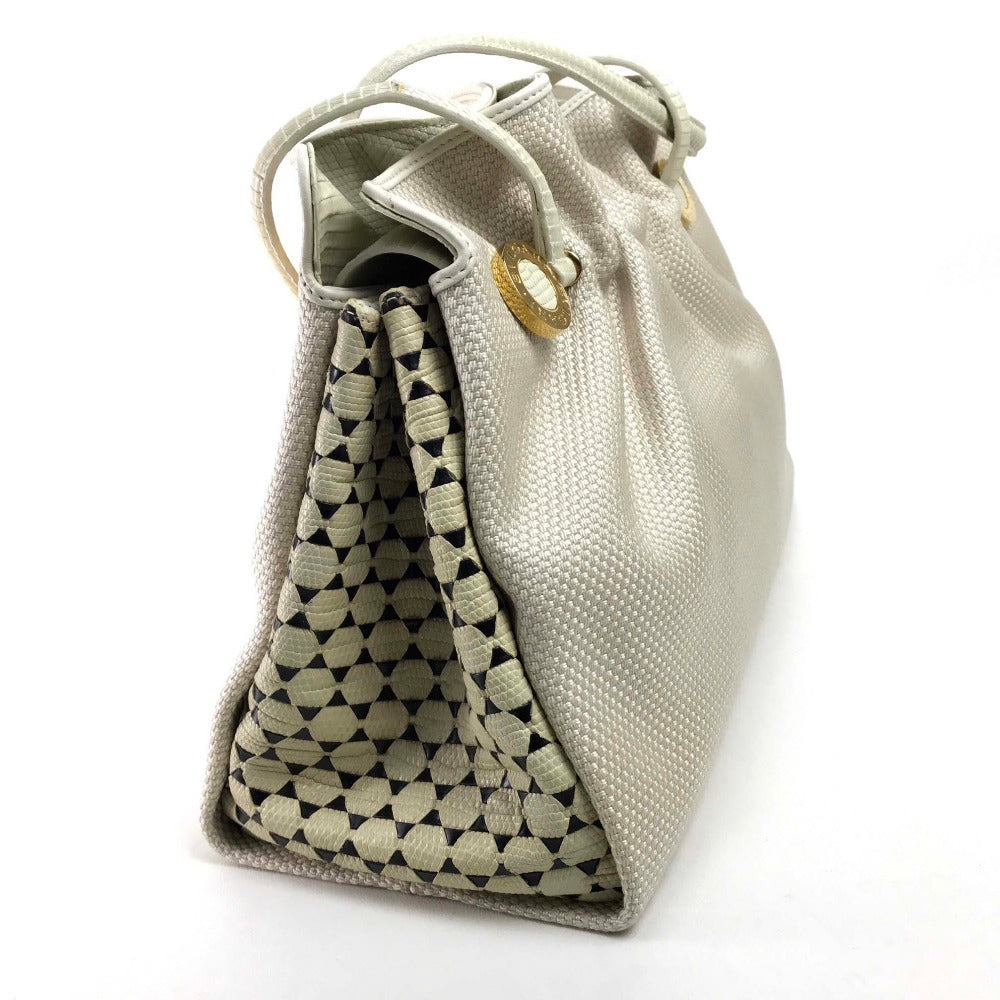 BVLGARI B.zero1 Handbag, Shoulder Bag, Canvas, Women's, Beige