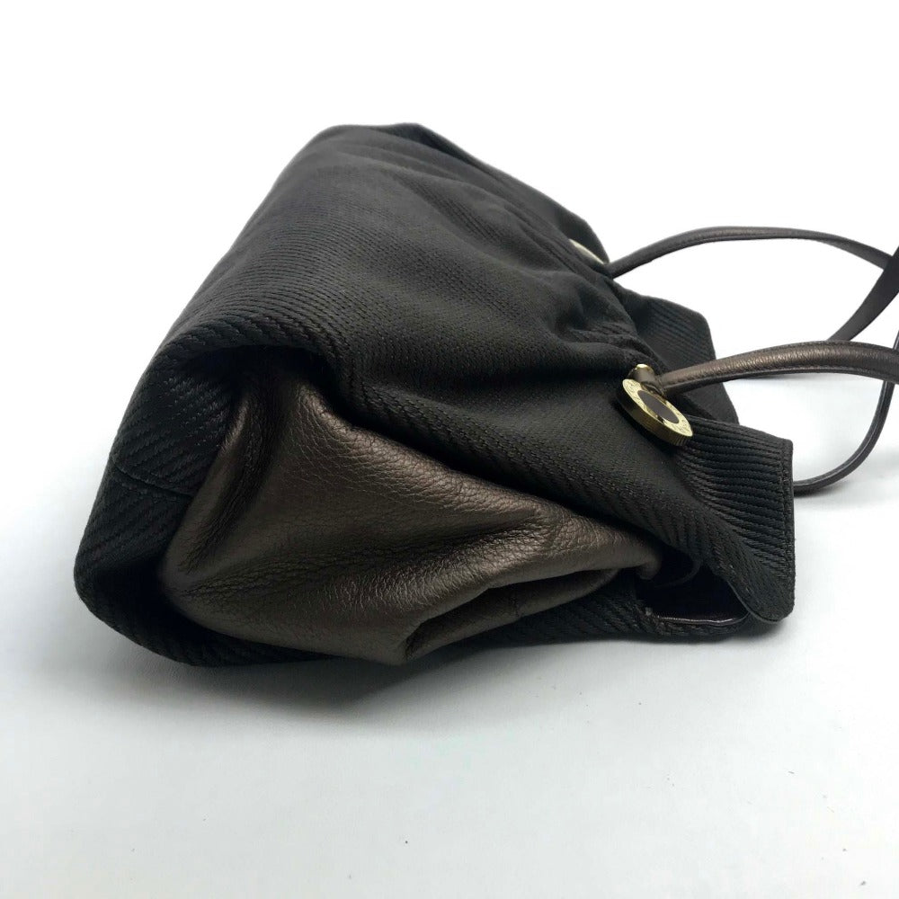 BVLGARI Twist Shoulder Bag, Tote Bag, Canvas/Leather, Women's, Dark Brown