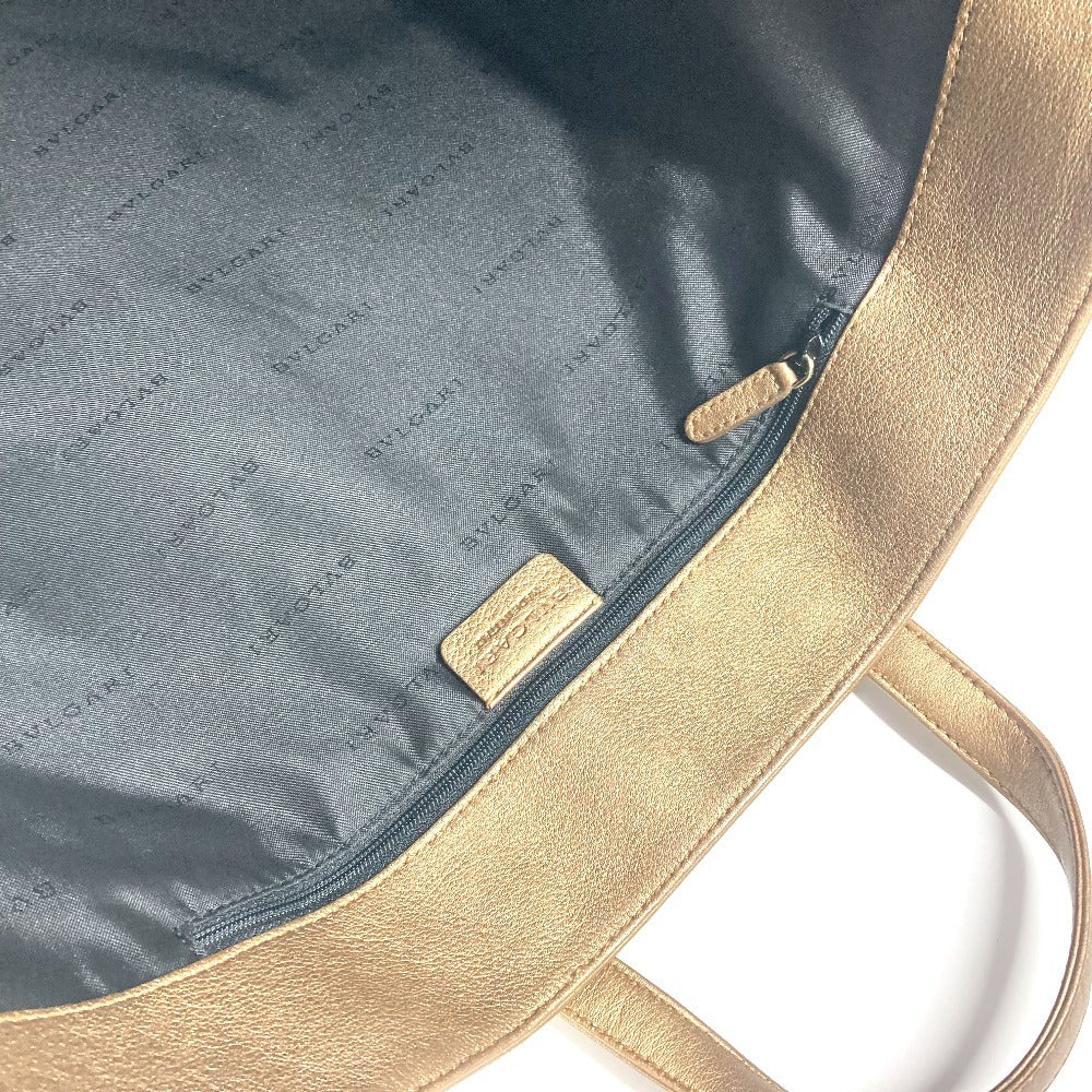 BVLGARI ロゴ S.bulgari ハンドバッグ カバン 縦型 トートバッグ レザー ユニセックス ゴールド - brandshop-reference