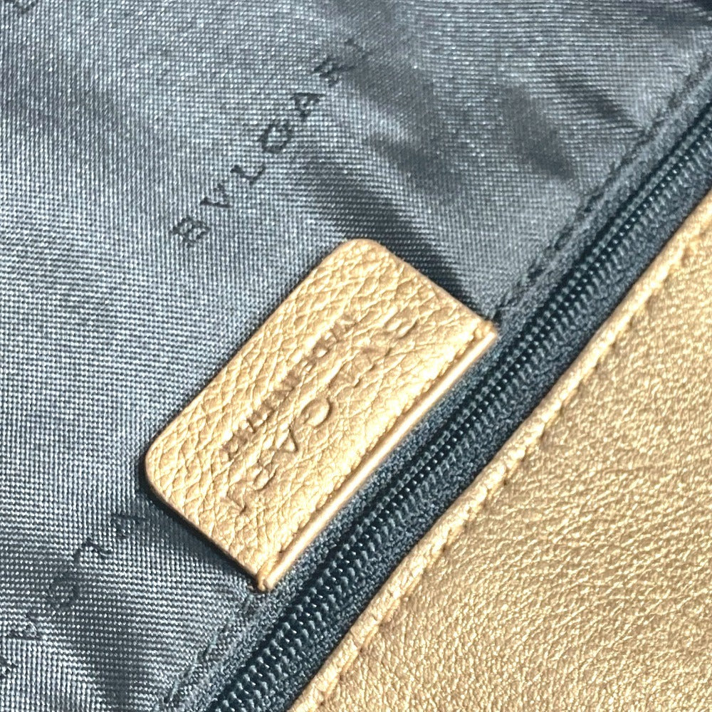 BVLGARI ロゴ S.bulgari ハンドバッグ カバン 縦型 トートバッグ レザー ユニセックス ゴールド - brandshop-reference
