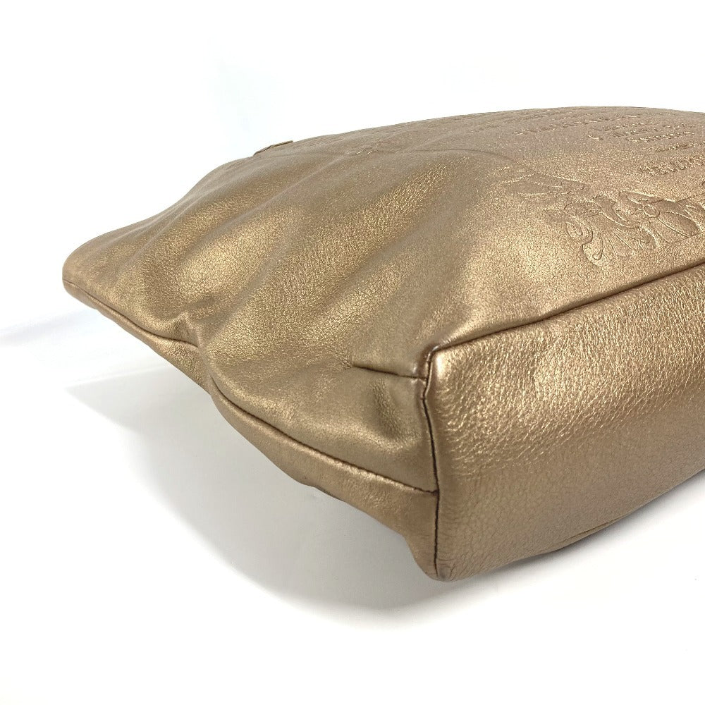 BVLGARI ロゴ S.bulgari ハンドバッグ カバン 縦型 トートバッグ レザー ユニセックス ゴールド - brandshop-reference