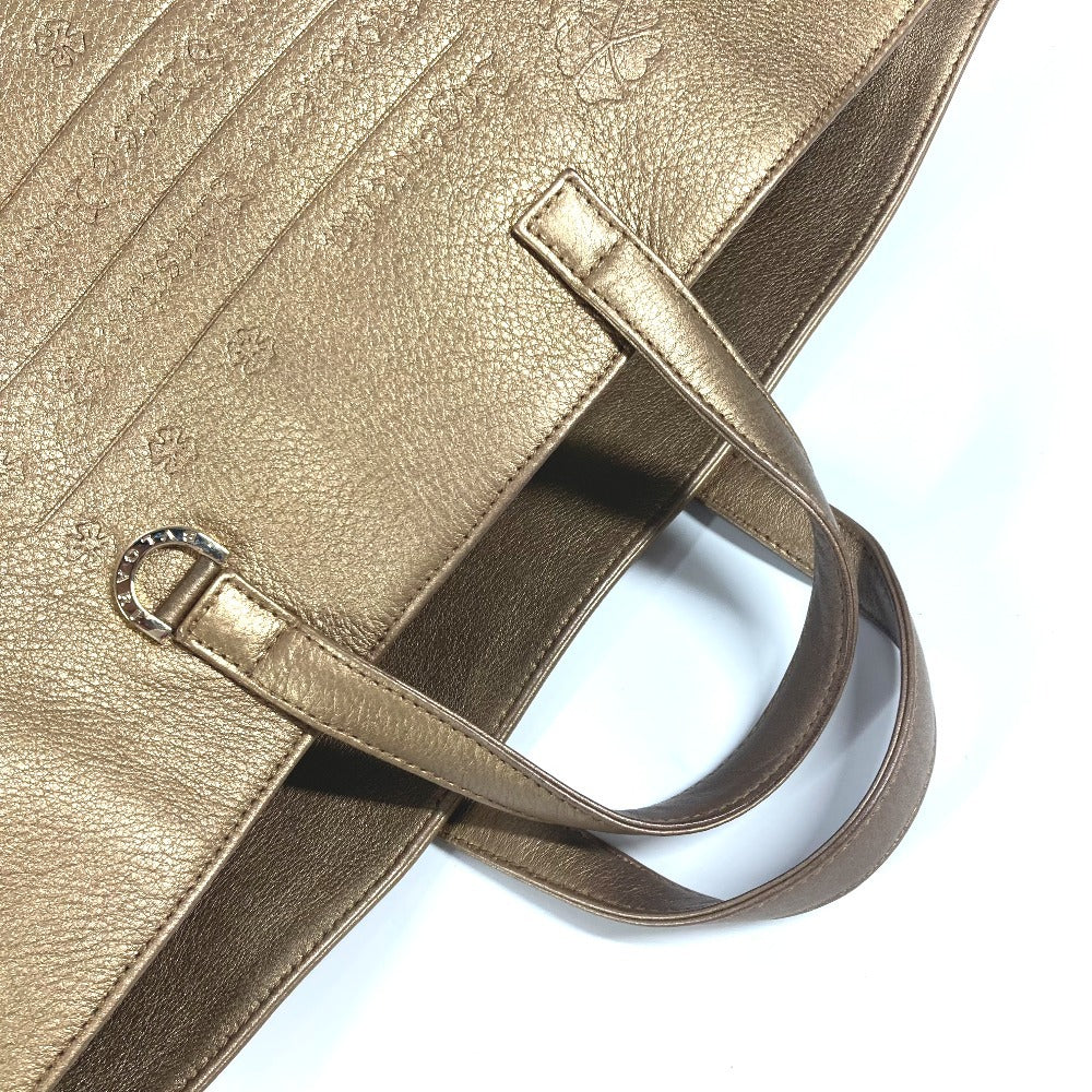 BVLGARI ロゴ S.bulgari ハンドバッグ カバン 縦型 トートバッグ レザー ユニセックス ゴールド - brandshop-reference