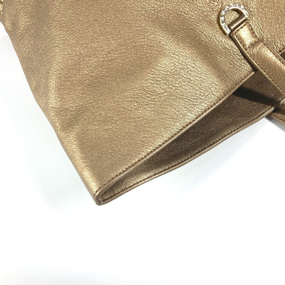 BVLGARI ロゴ S.bulgari ハンドバッグ カバン 縦型 トートバッグ レザー ユニセックス ゴールド - brandshop-reference